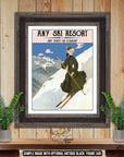 Custom Retro Ski Resort Giclee Fine Art Print - Style 7B at Adirondack Retro