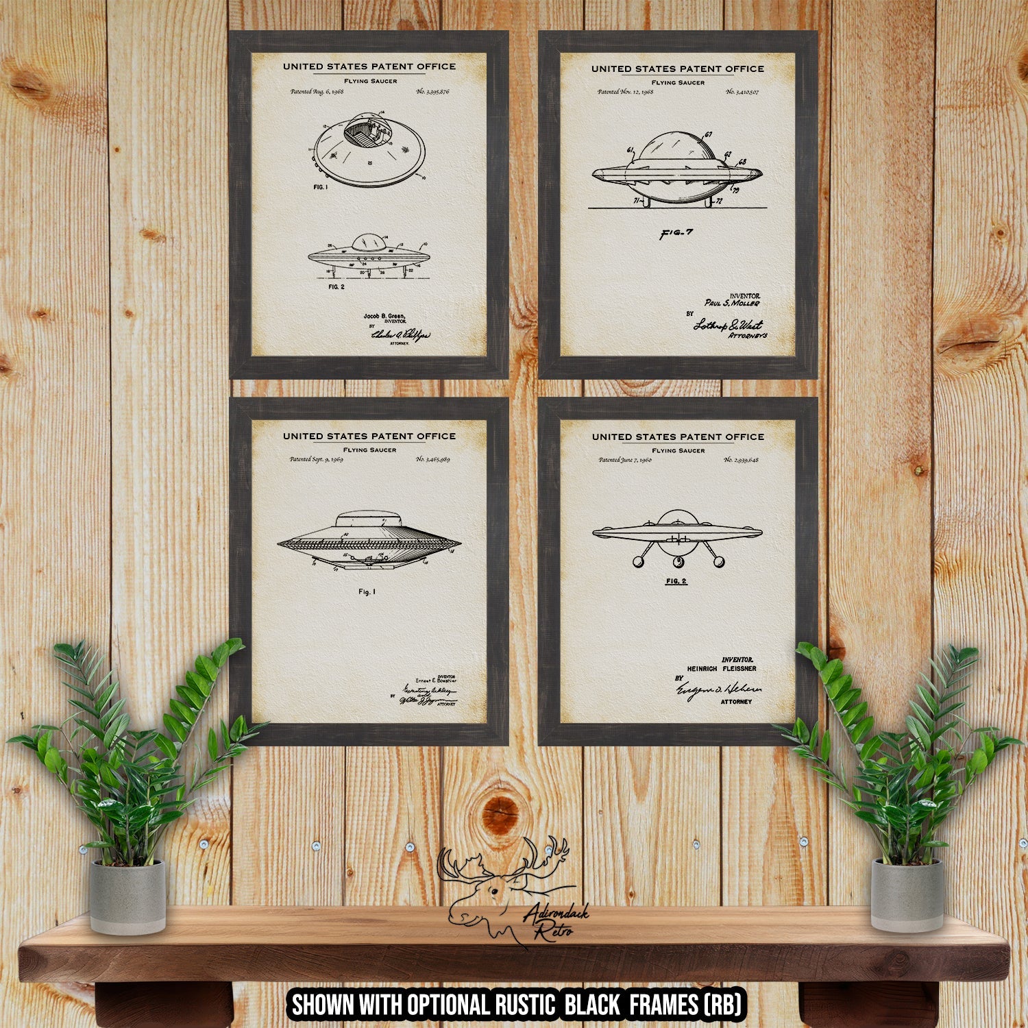 UFO Patent Print Set of 4 at Adirondack Retro