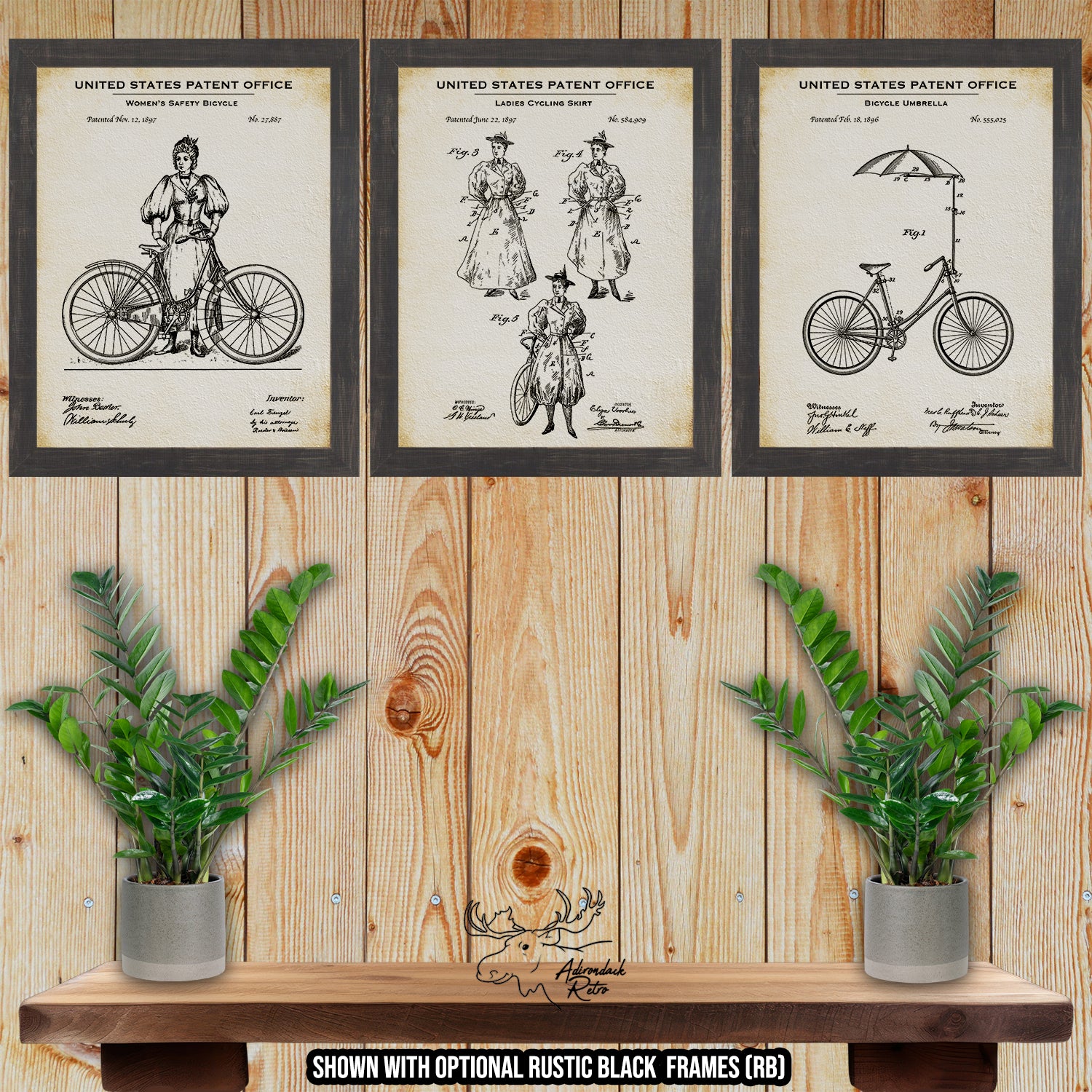 Women's Cycling Patent Print Set of 3 at Adirondack Retro