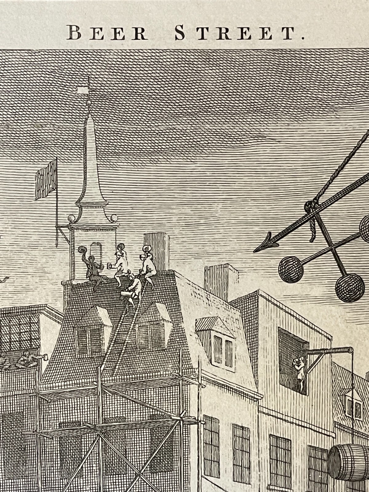 1822 BEER STREET &amp; GIN LANE Authentic Hogarth Heath Ed. Antique Print SET OF 2