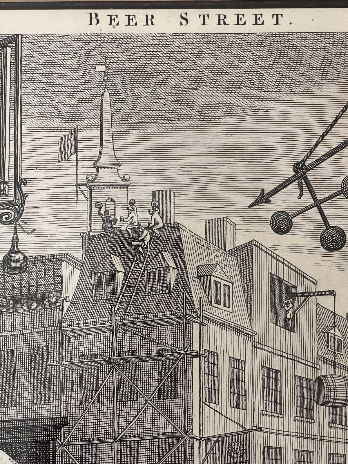 1822 BEER STREET &amp; GIN LANE Authentic Hogarth Heath Ed. Antique Prints FRAMED