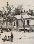 1892 Quarantine Hospital, On Invita Island Antique Wood Engraving