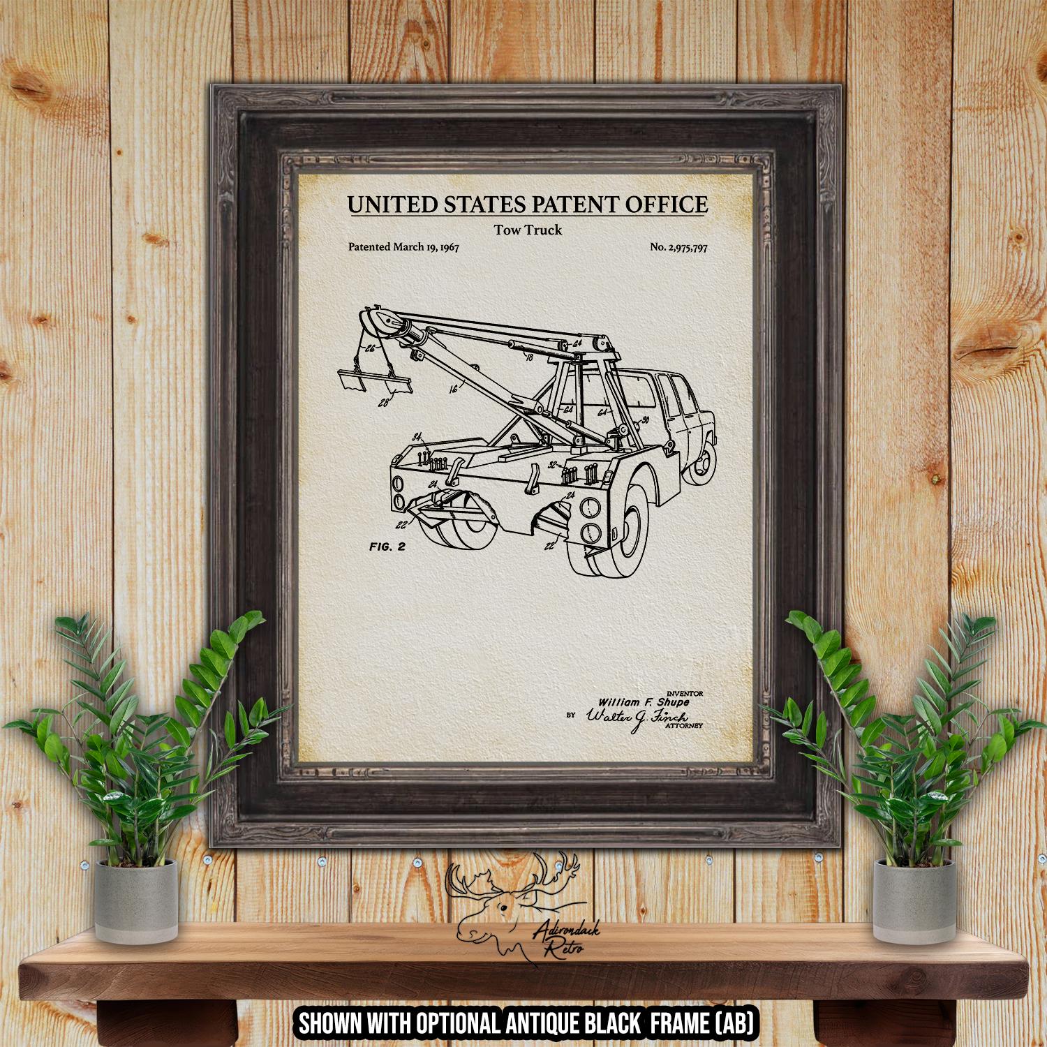 Tow Truck Patent Print - 1967 Wrecker Poster - Retro Tow Truck Invention at Adirondack Retro