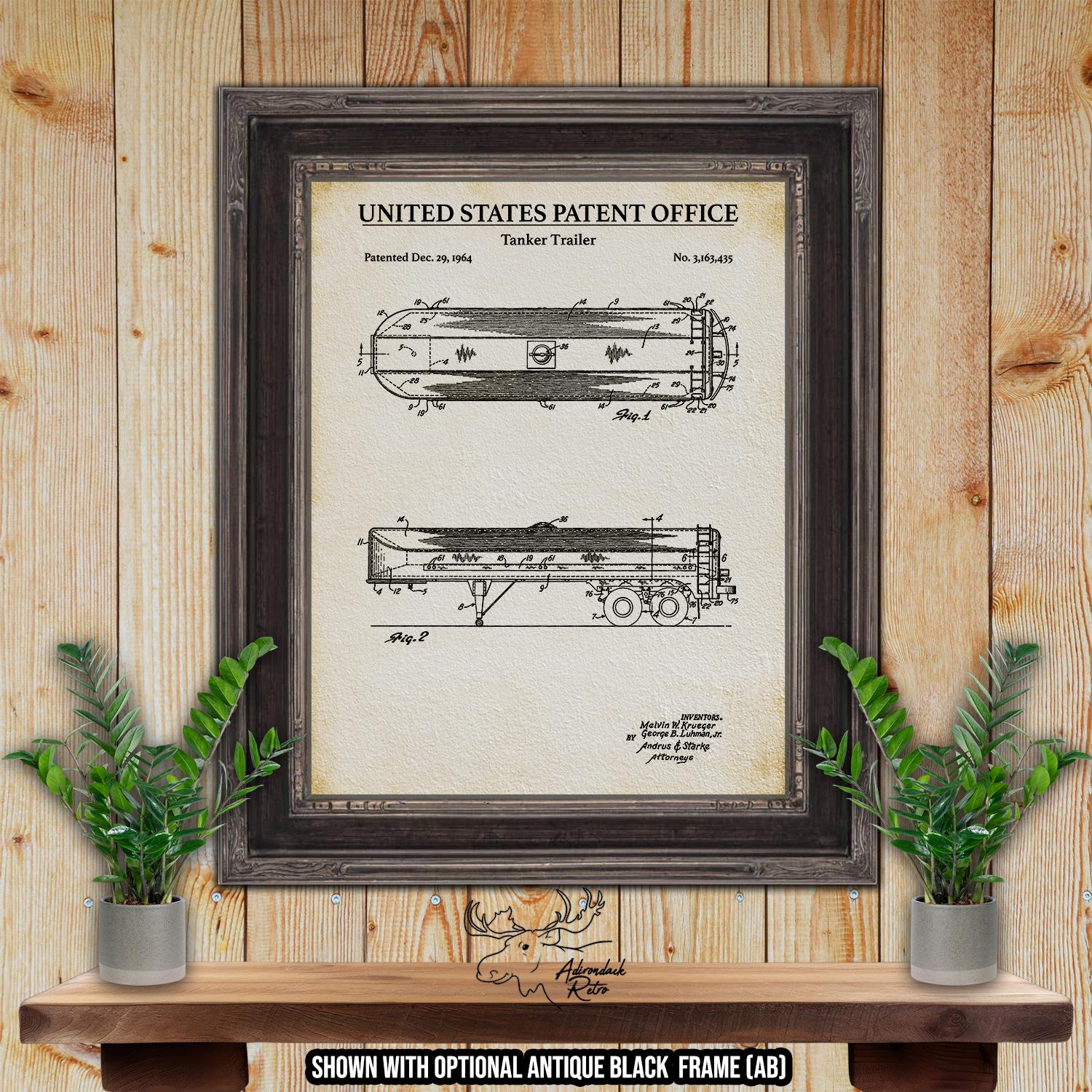 Tanker Trailer Patent Print - 1964 Fuel Truck Invention - Semi Truck Poster at Adirondack Retro