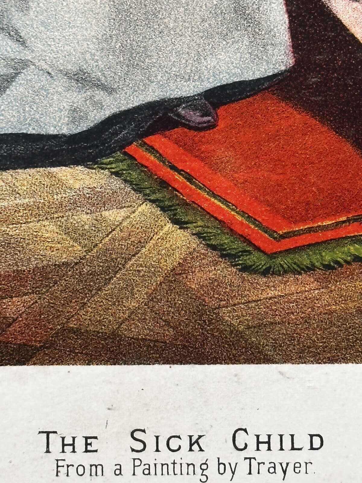 1881 &quot;The Sick Child&quot; Chromolithograph Print | Magazine Illustration