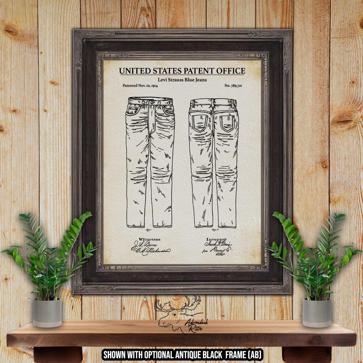 Blue Jeans Patent Print - 1914 Blue Jeans Invention at Adirondack Retro