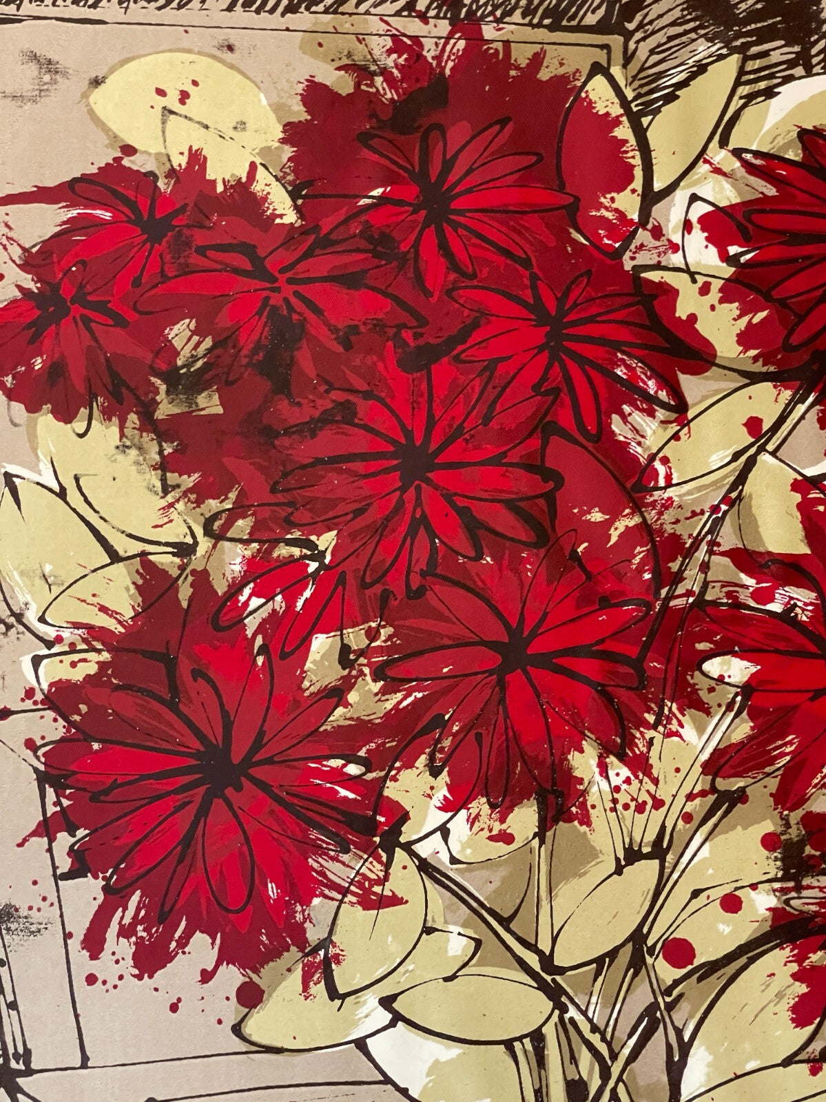 RED FLOWERS Robert Alan Smith ORIGINAL Artist Signed c.1960 Ltd Ed Serigraph