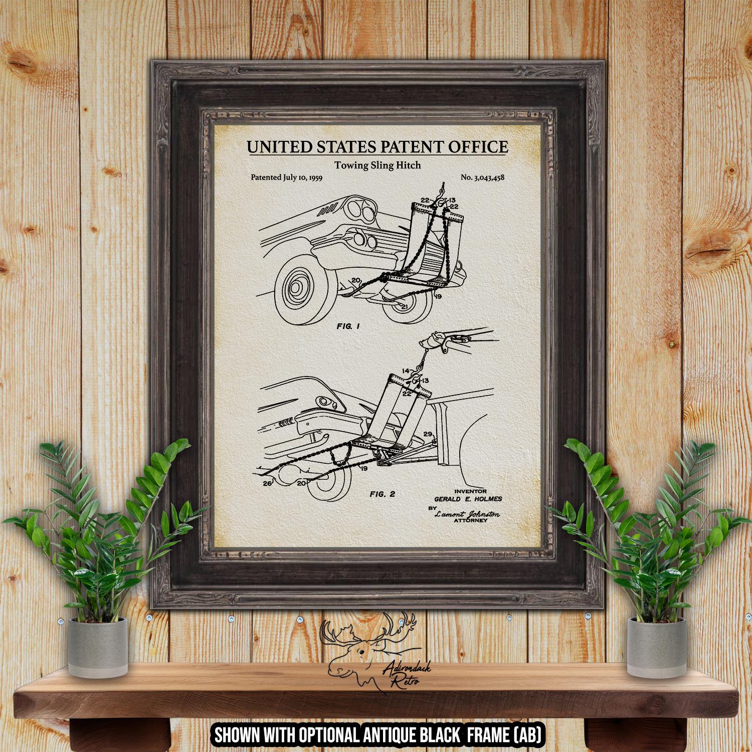 Towing Sling Hitch Patent Print - 1959 Tow Truck Poster - Tow Truck Invention at Adirondack Retro