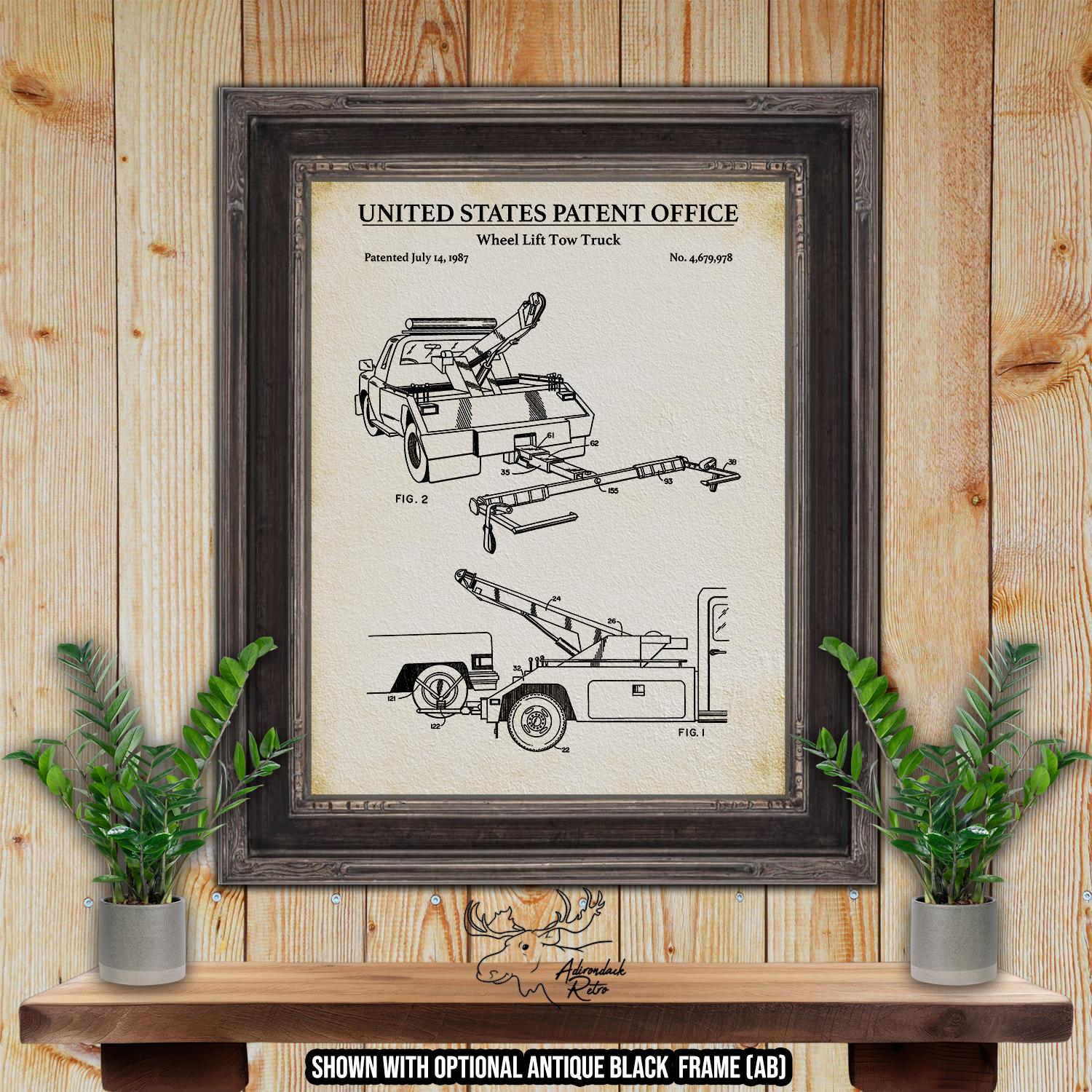 Wheel Lift Tow Truck Patent Print - 1987 Wrecker Poster - Tow Truck Invention at Adirondack Retro