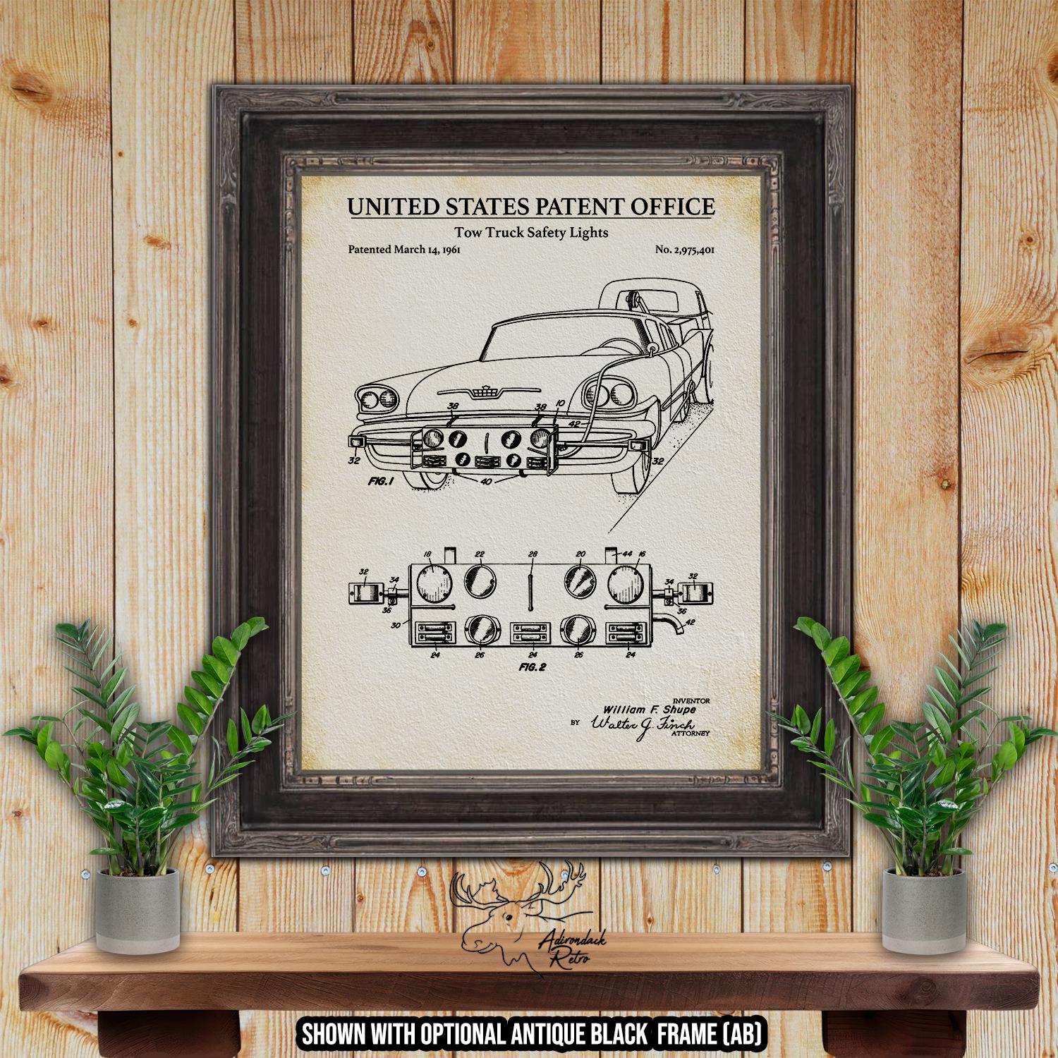 Tow Truck Safety Lights Patent Print - 1961 Towing Poster - Tow Truck Invention at Adirondack Retro