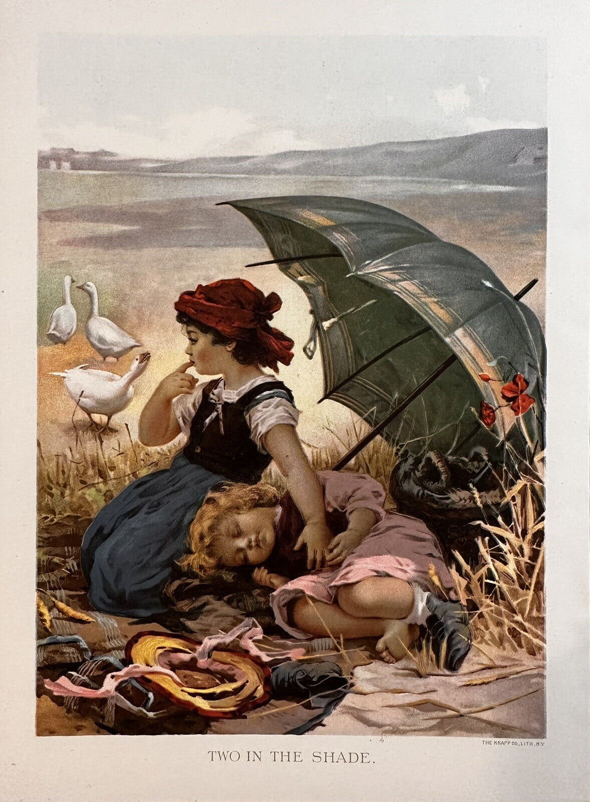 1894 &quot;Two In The Shade&quot; Chromolithograph Print | Magazine Illustration