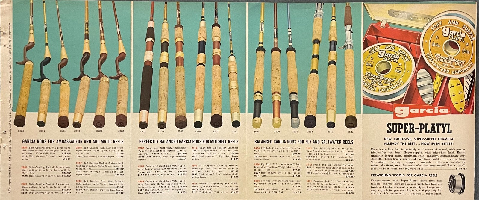 1963 Garcia Fishing Rods Reels Lures Tackle 8 Page Foldout Color Brochure