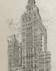 1893 Office Building Of The Manhattan Life Insurance Antique Wood Engraving