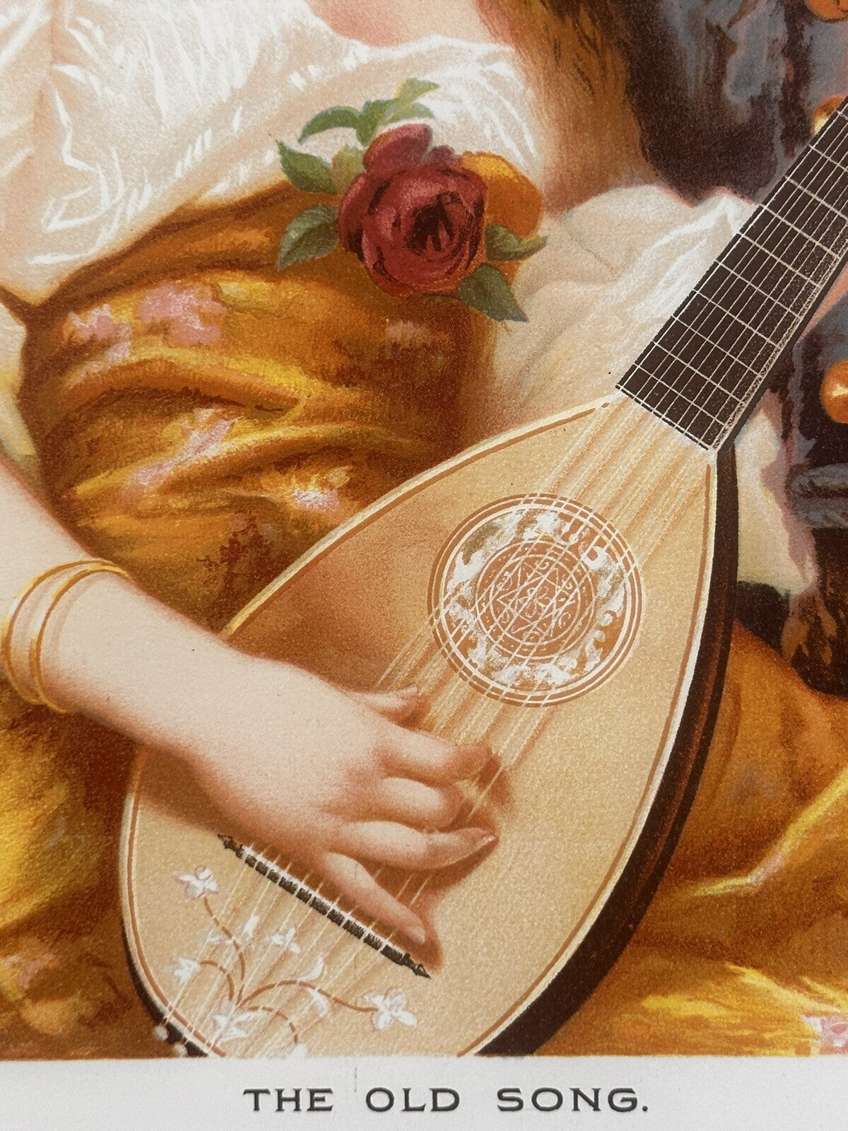 1892 &quot;The Old Song&quot; Chromolithograph Print | Magazine Illustration