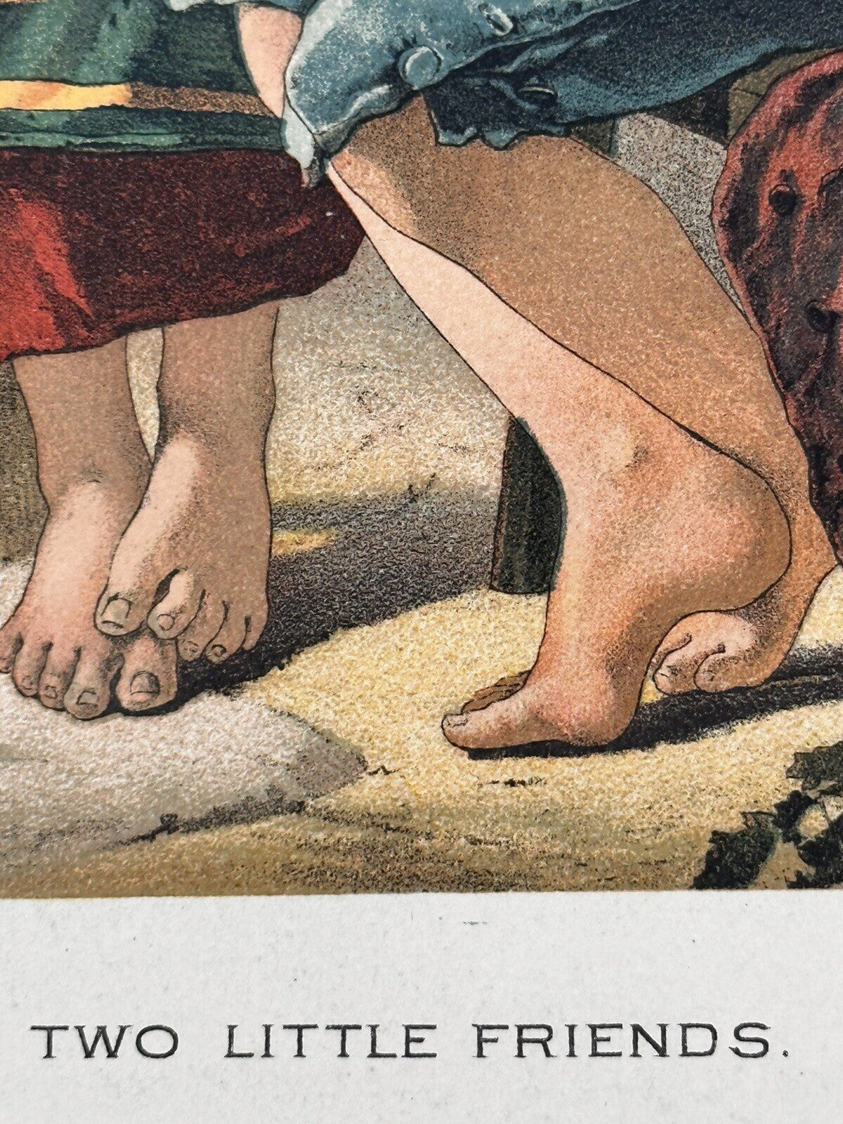 1886 &quot;Two Little Friends&quot; Chromolithograph Print | Magazine Illustration