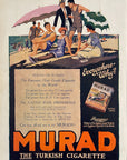 1914 Murad Turkish Cigarettes Print Ad Ocean Beach Scene Beach Umbrellas Fashion