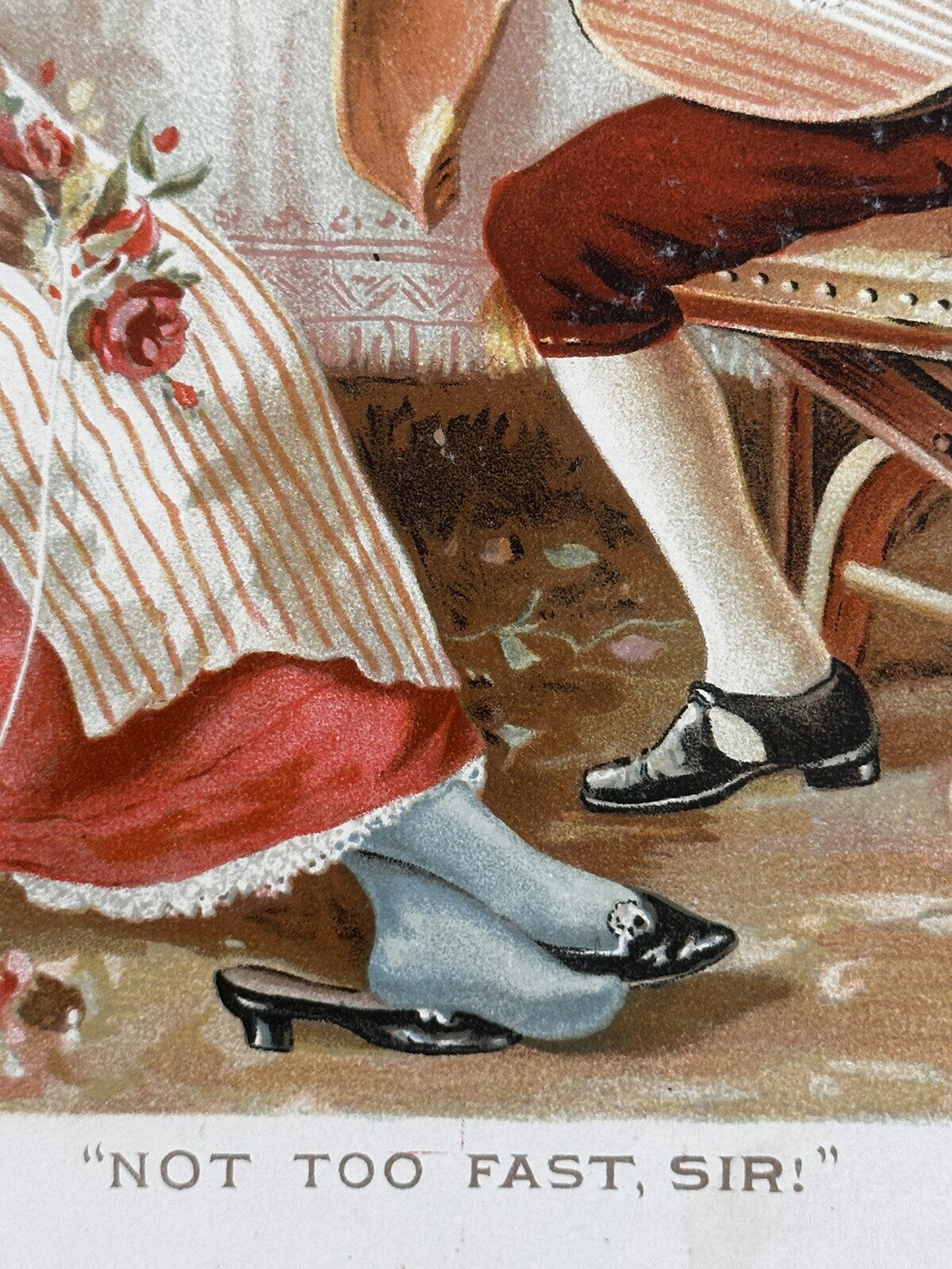 1892 &quot;Not Too Fast, Sir!&quot; Chromolithograph Print | Magazine Illustration