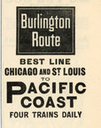 1893 Chicago Burlington & Quincy Railroad Print Ad Burlington Route The Q Coast
