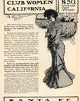 1902 Santa Fe Railroad Print Ad Club Women California Limited