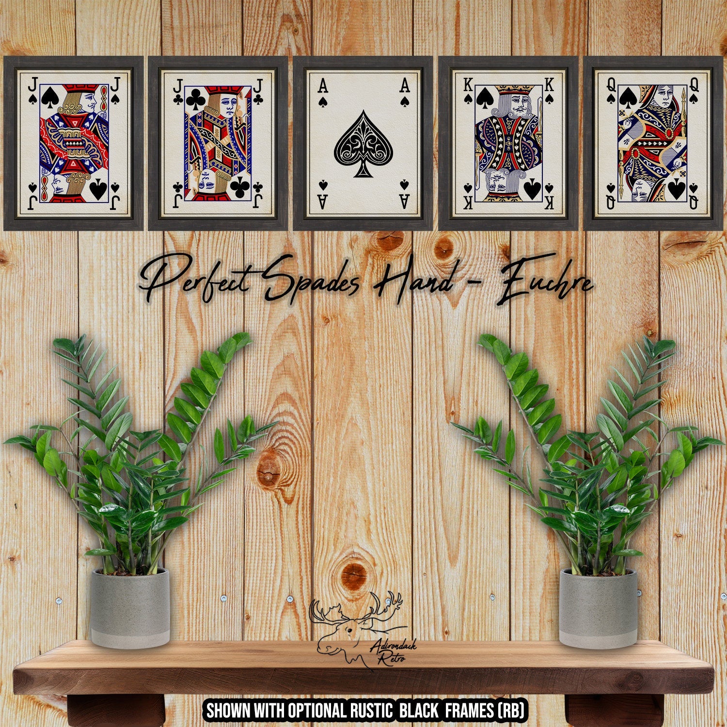 Euchre Playing Card Prints - Perfect Spades Hand Playing Card Posters at Adirondack Retro