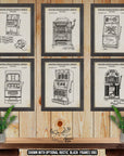 Slot Machine Patent Print Set of 6 at Adirondack Retro