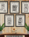 Slot Machine Patent Print Set of 5 at Adirondack Retro