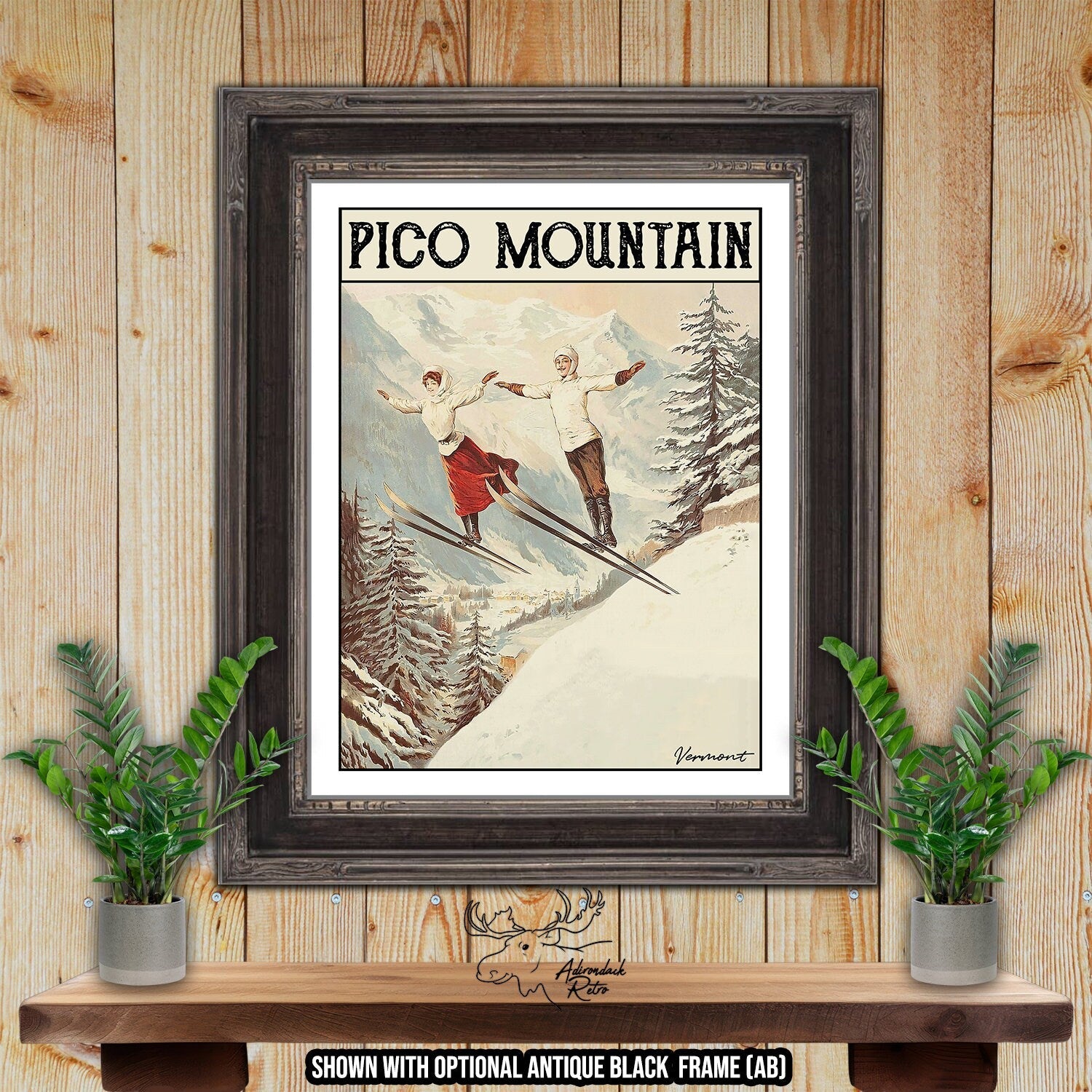 Pico Mountain Vermont Retro Ski Resort Art Print at Adirondack Retro