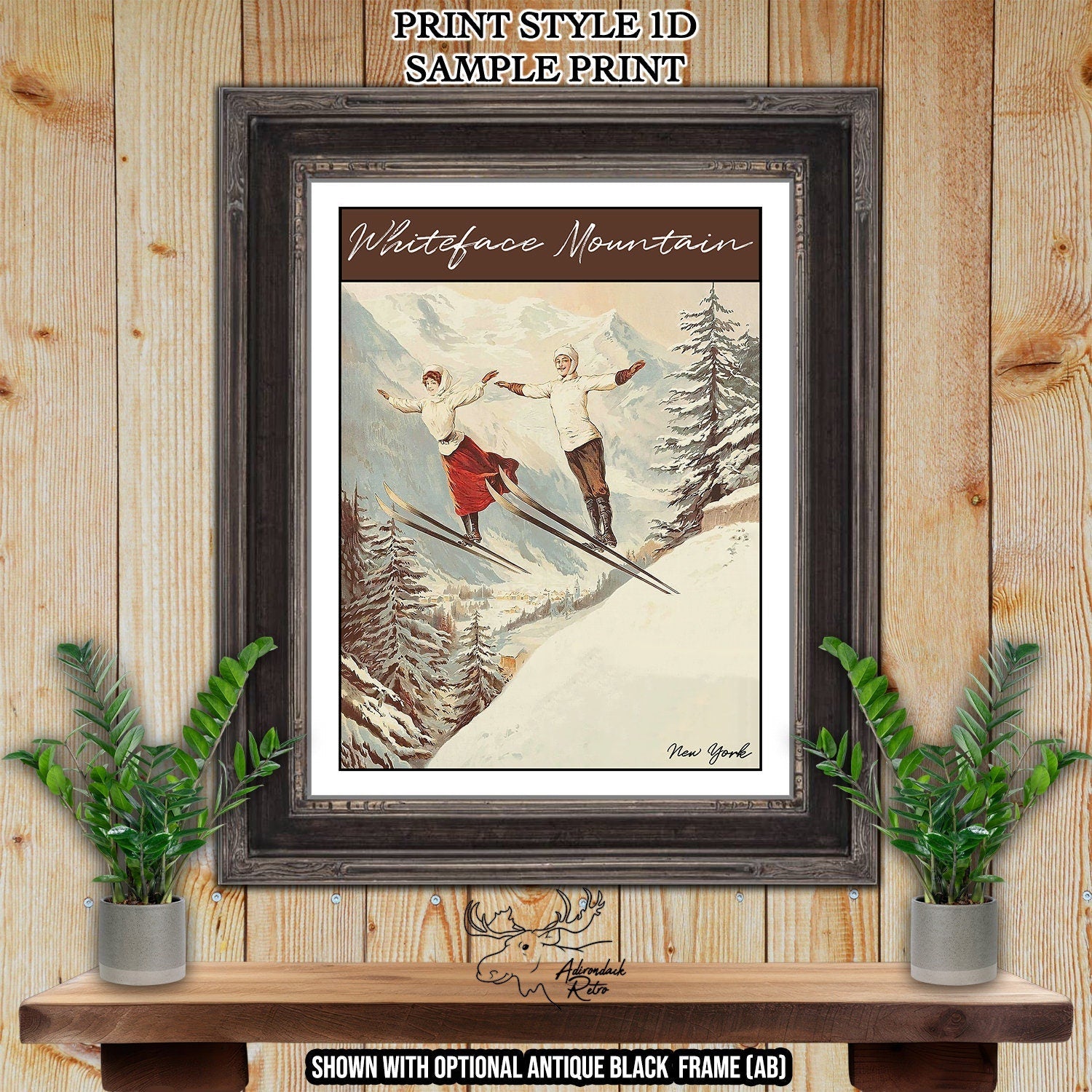 Whiteface Mountain New York Retro Ski Resort Print