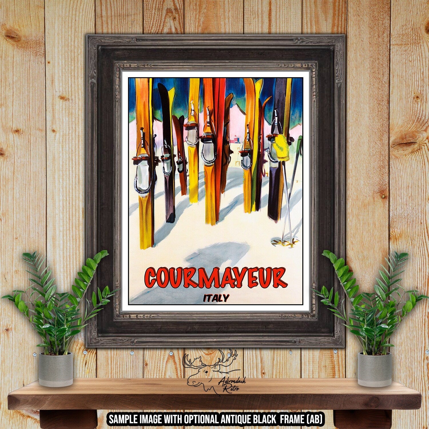 Courmayeur Ski Resort Print - Retro Italy Ski Resort Poster at Adirondack Retro