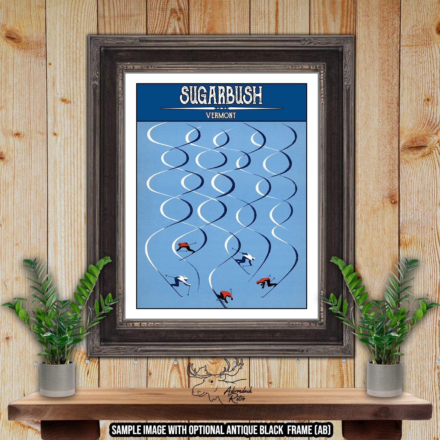 Sugarbush Vermont Retro Ski Resort Poster at Adirondack Retro