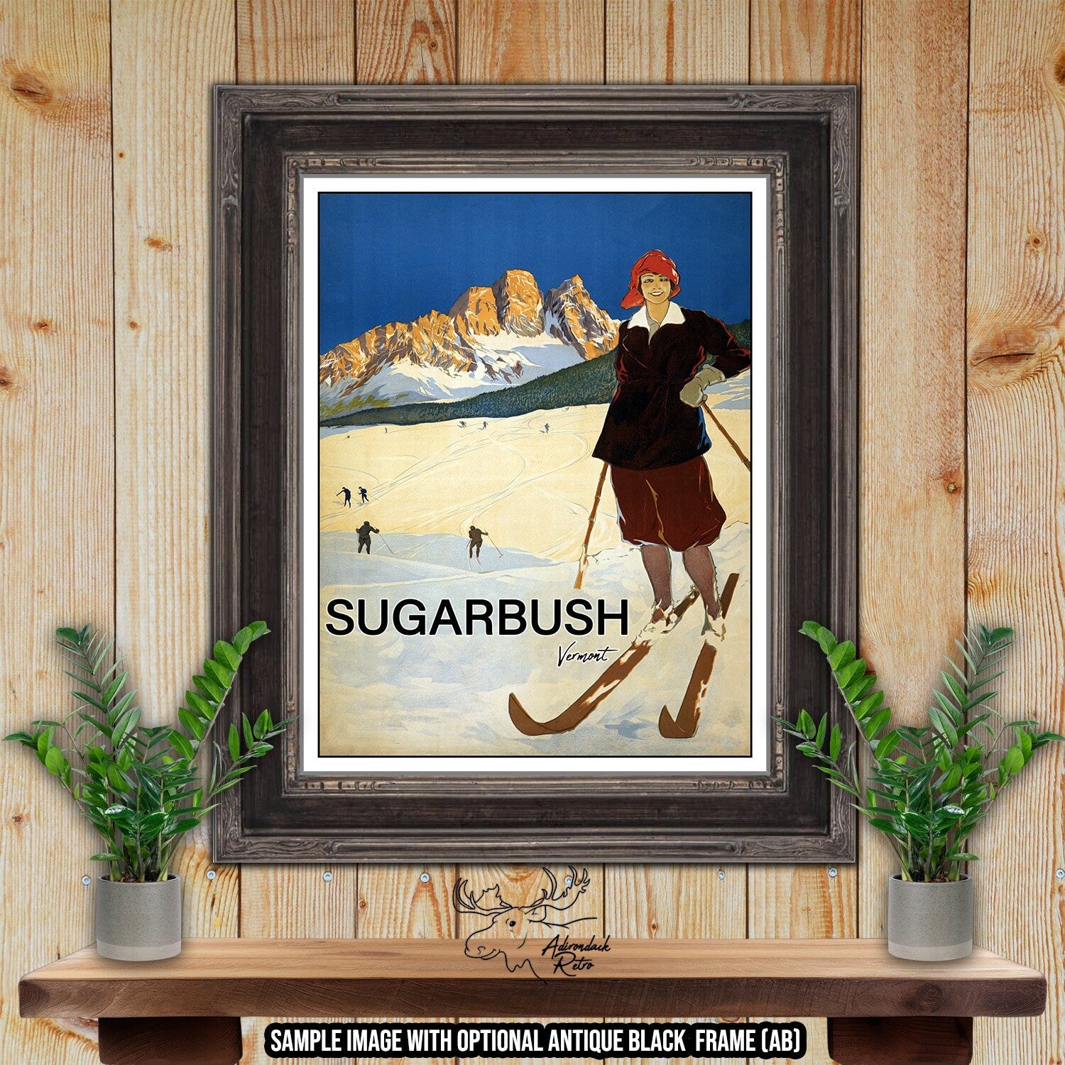 Sugarbush Vermont Retro Ski Resort Art Print at Adirondack Retro