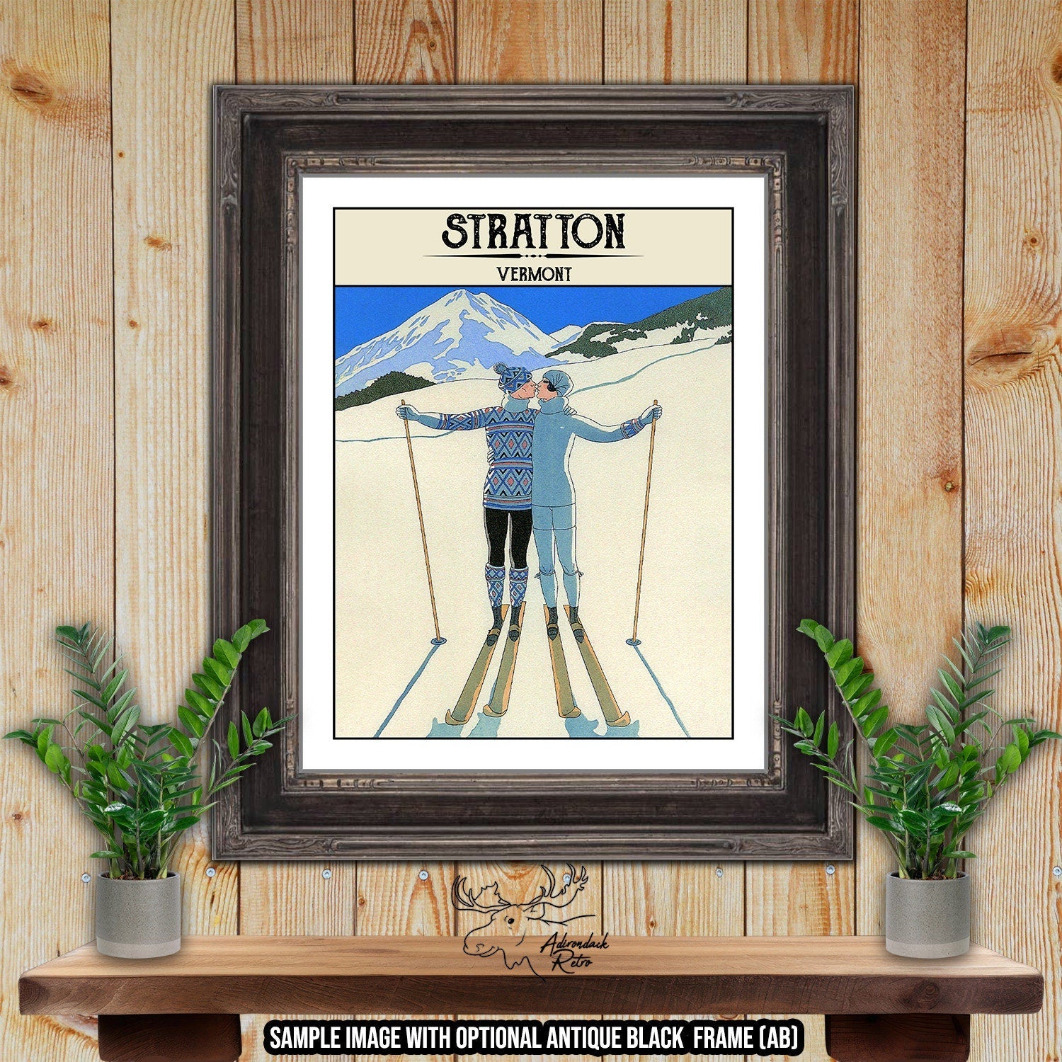 Stratton Mountain Vermont Retro Ski Resort Print at Adirondack Retro