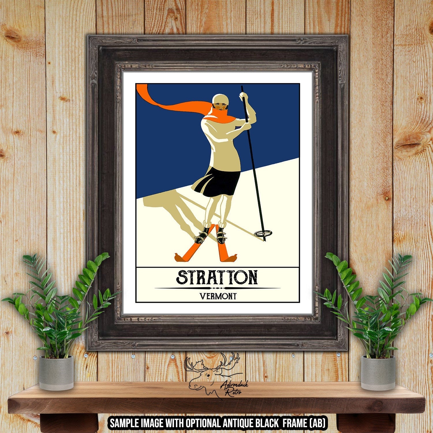 Stratton Mountain Vermont Retro Ski Resort Art Print at Adirondack Retro