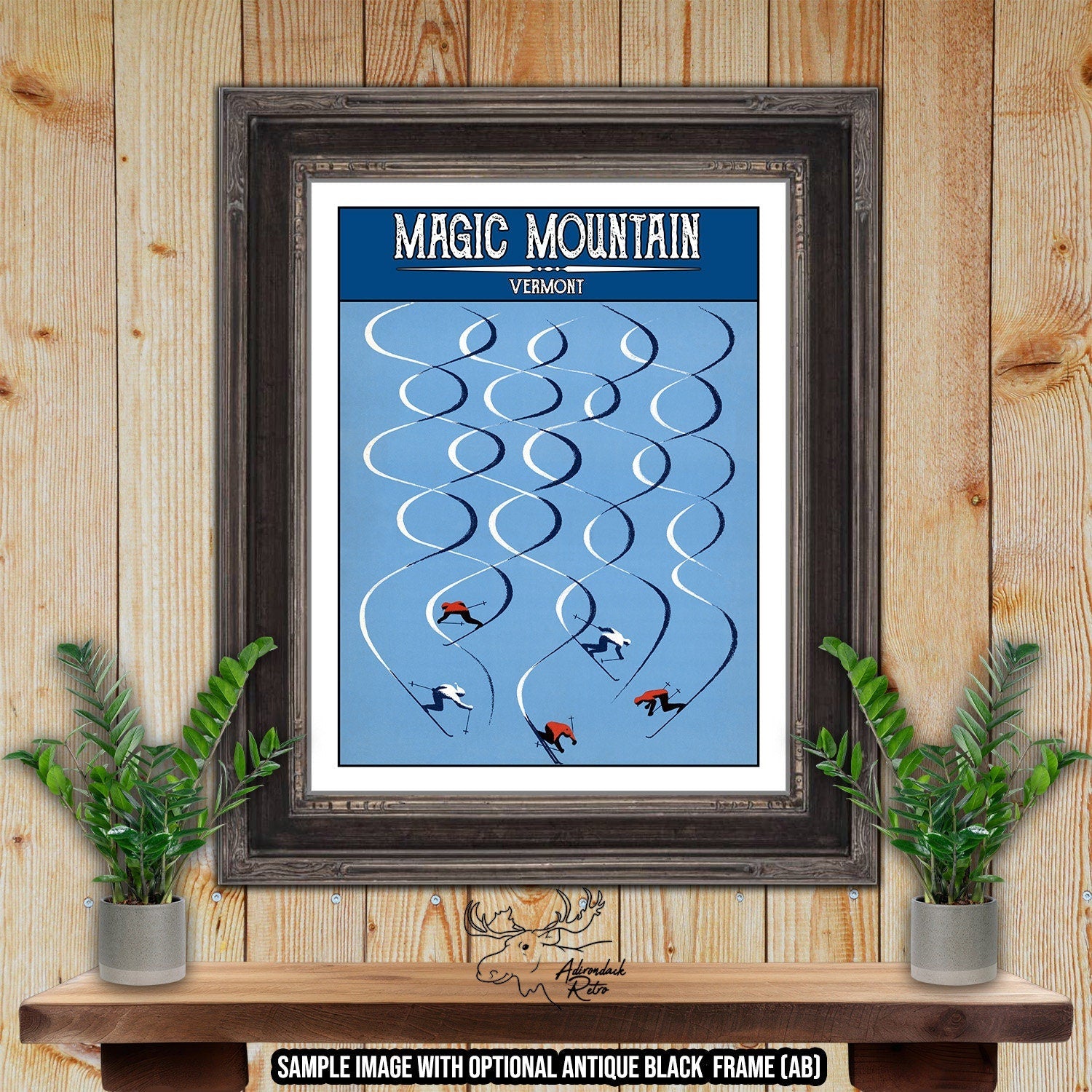 Magic Mountain Vermont Retro Ski Resort Poster at Adirondack Retro