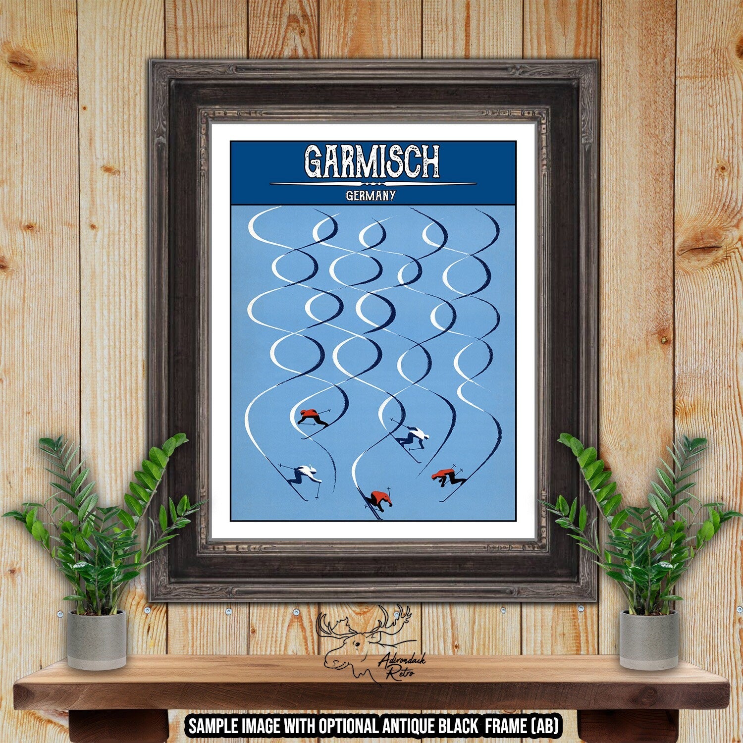 Garmisch Germany Retro Ski Resort Poster at Adirondack Retro