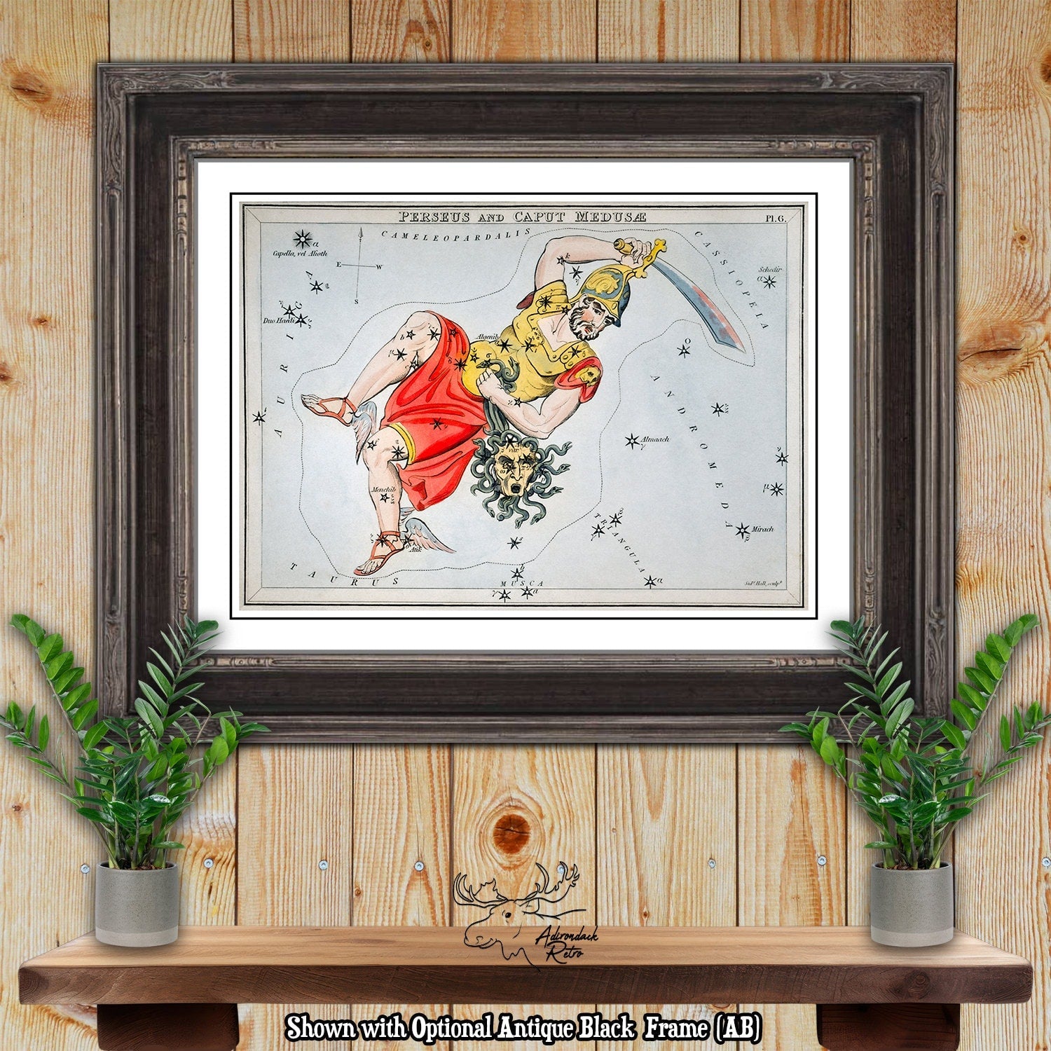 Perseus Constellation Star Map by Sidney Hall Fine Art Astrology Print at Adirondack Retro