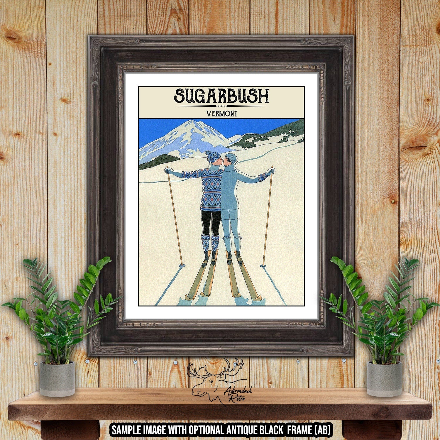 Sugarbush Mountain Vermont Retro Ski Resort Print at Adirondack Retro