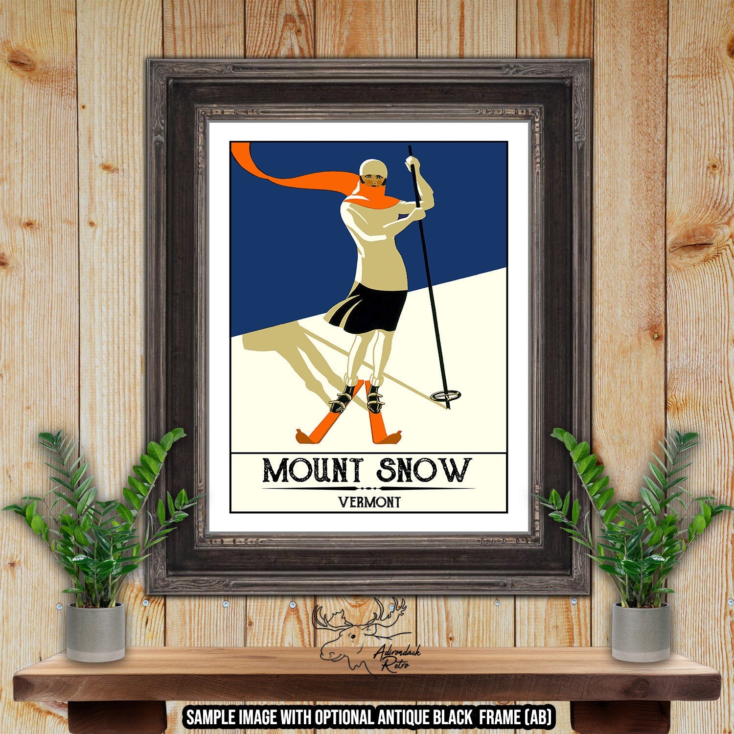 Mount Snow Vermont Retro Ski Resort Print at Adirondack Retro