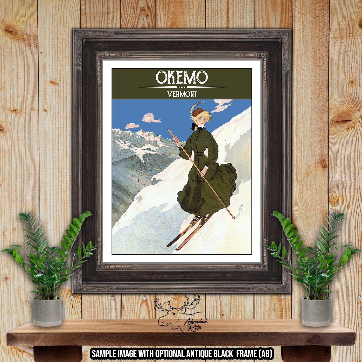 Okemo Vermont Retro Ski Resort Print at Adirondack Retro