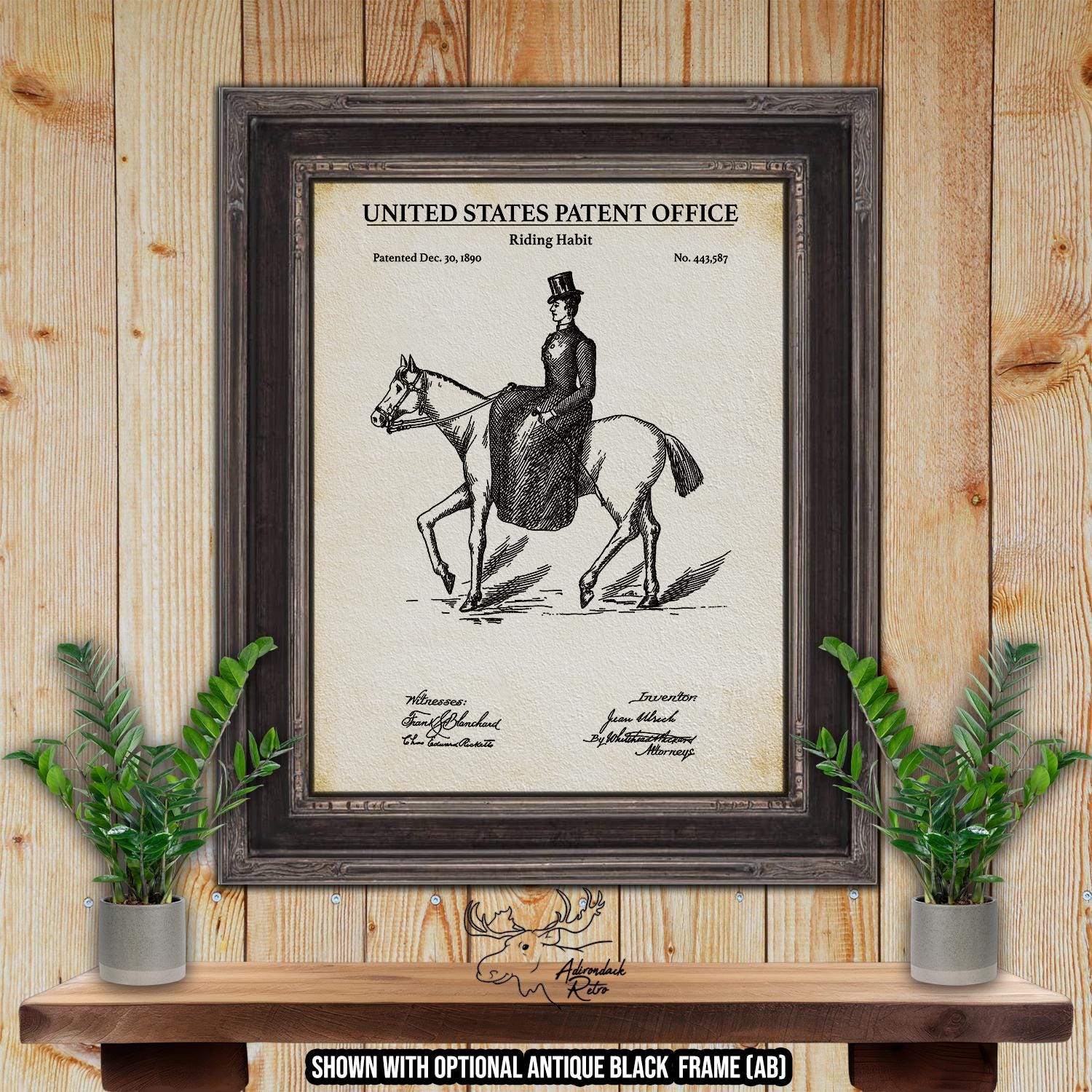 1890 Horse Riding Habit Patent Print - Women&#39;s Riding Habit Print at Adirondack Retro