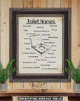 TOILET NAMES Bathroom Novelty Print