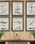 Military Fighter Plane Patent Print Set of 6