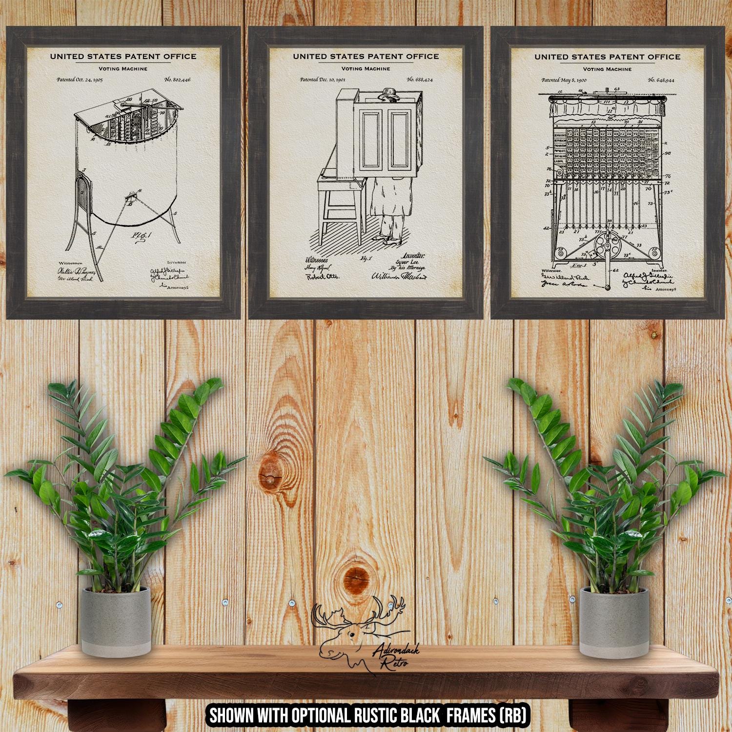 Voting Machine Patent Print Set of 3 - Voting Invention Posters at Adirondack Retro