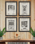 Voting Machine Patent Print Set of 4 - Old Polling Booth Posters at Adirondack Retro