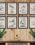 Water Sports Set of 8 Patent Prints - Water Sports Posters at Adirondack Retro