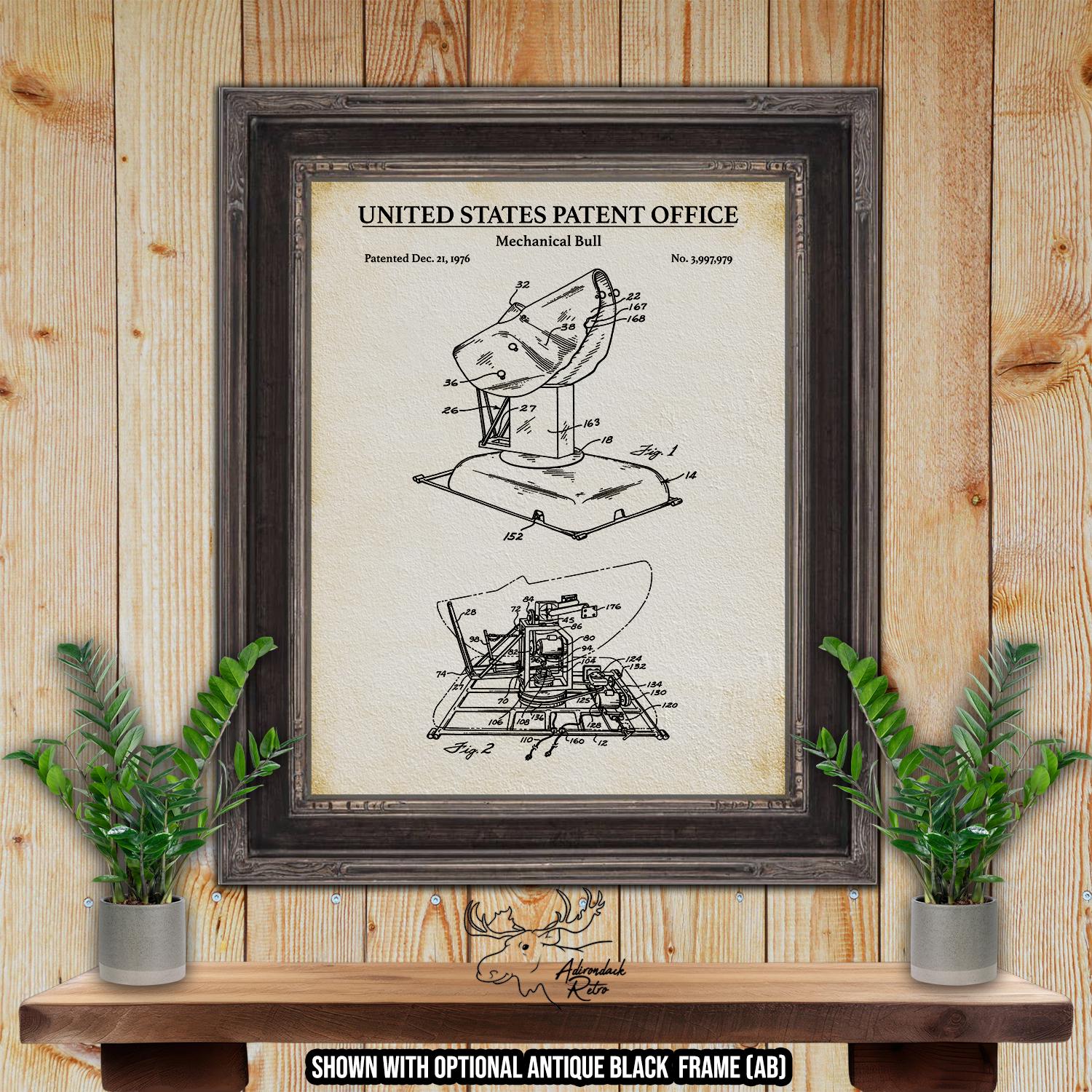 1976 Mechanical Bull Patent Print - Rodeo Wall Decor - Rodeo Cowboy Poster Art at Adirondack Retro