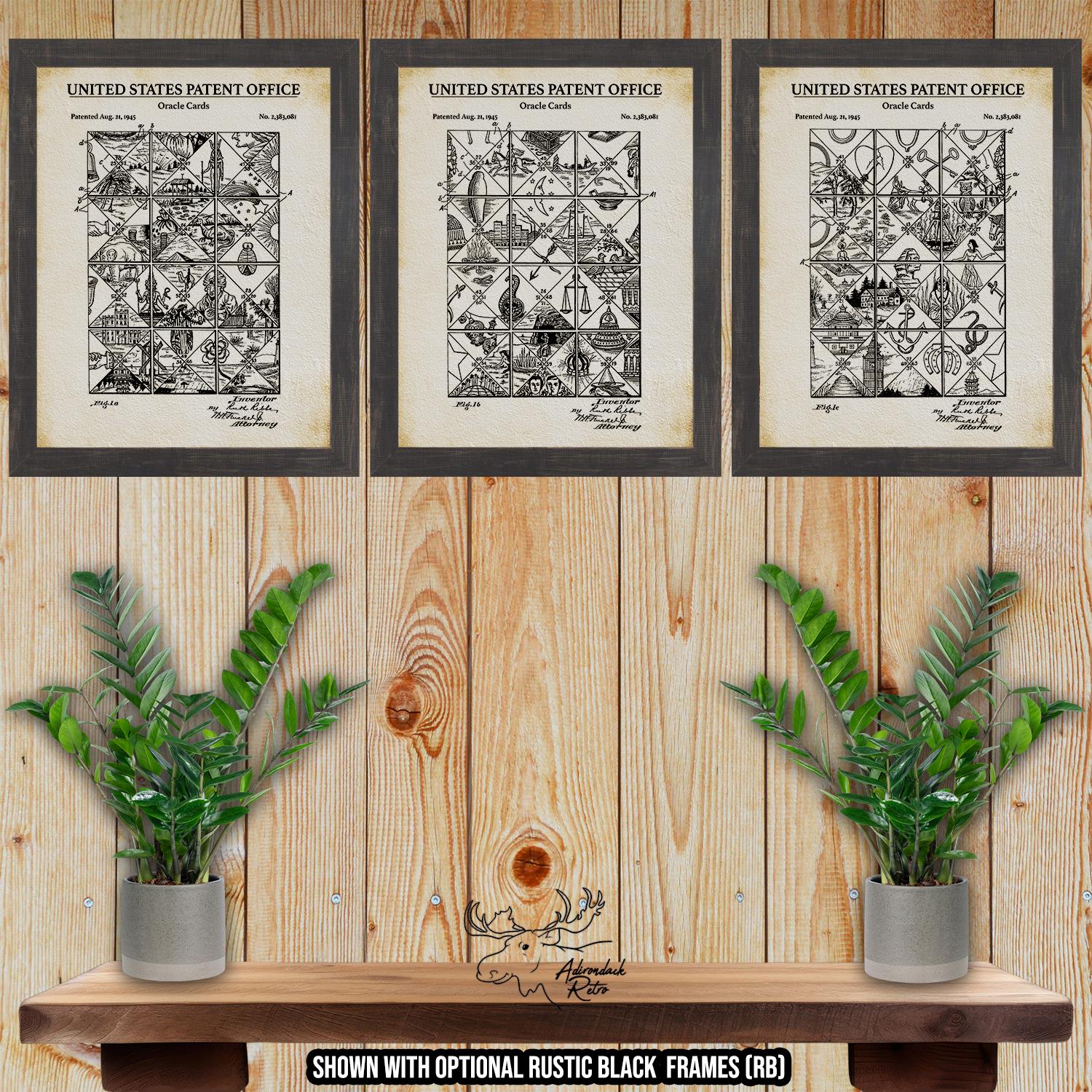 Oracle Cards Patent Print Set of 3 - Divination Illustrations - Fortune Telling Decor at Adirondack Retro