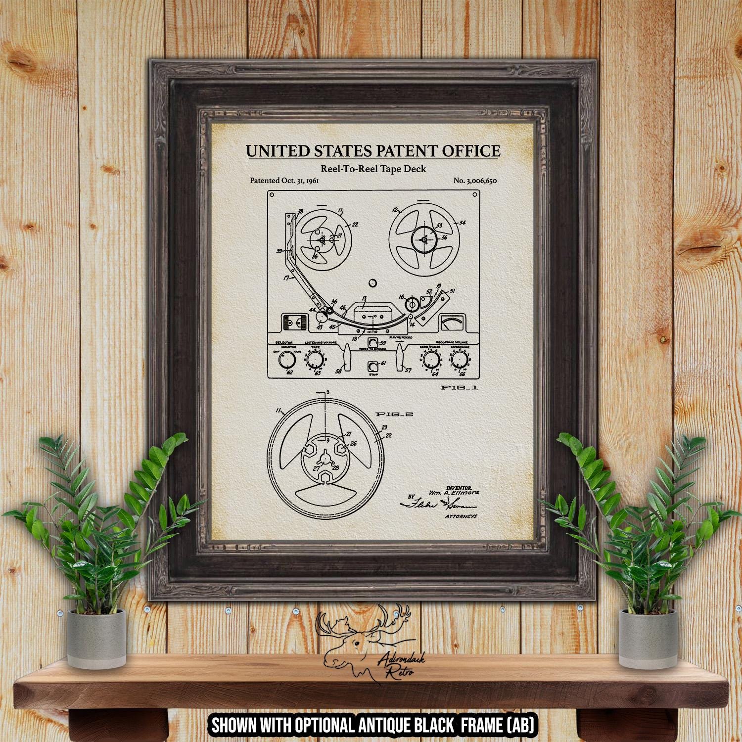 Reel To Reel Tape Deck Patent Print - Retro Electronics Illustration - 1961 Open Reel Invention at Adirondack Retro