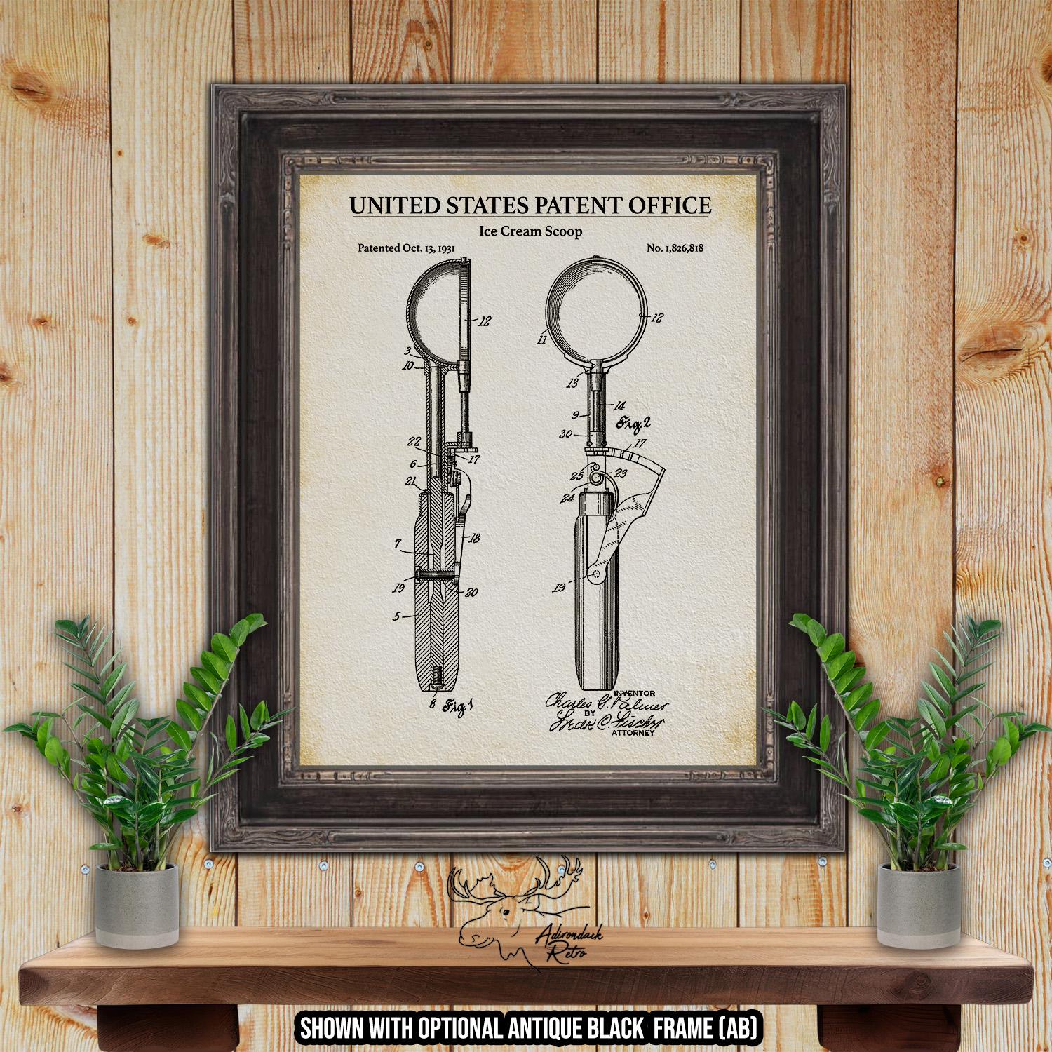 Ice Cream Scoop Patent Print - Ice Cream Poster - 1931 Ice Cream Invention at Adirondack Retro