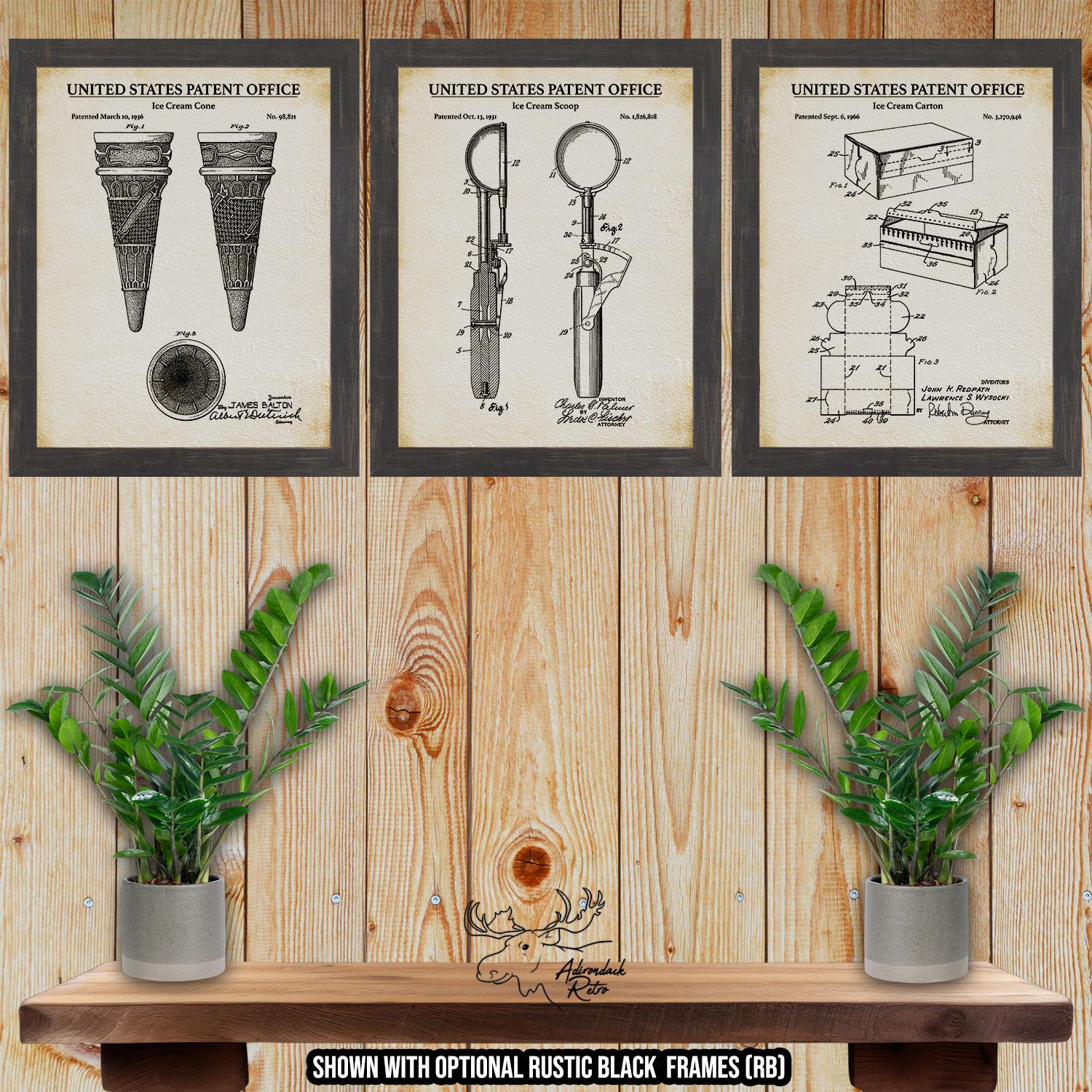 Ice Cream Patent Print Set of 3 - Kitchen Wall Art at Adirondack Retro